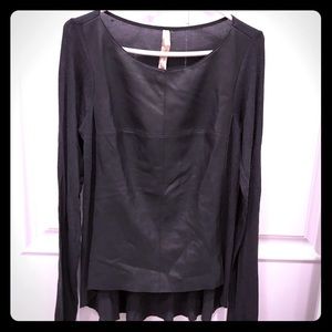 Bailey 44 Lafayette Faux Leather Paneled Grey Top